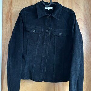 Like New Madewell  Black Corduroy Shrunken Button-Front Shirt Size Small